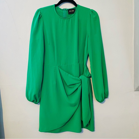 Bright Green Long Sleeve Mini Dress - Picture 2 of 9
